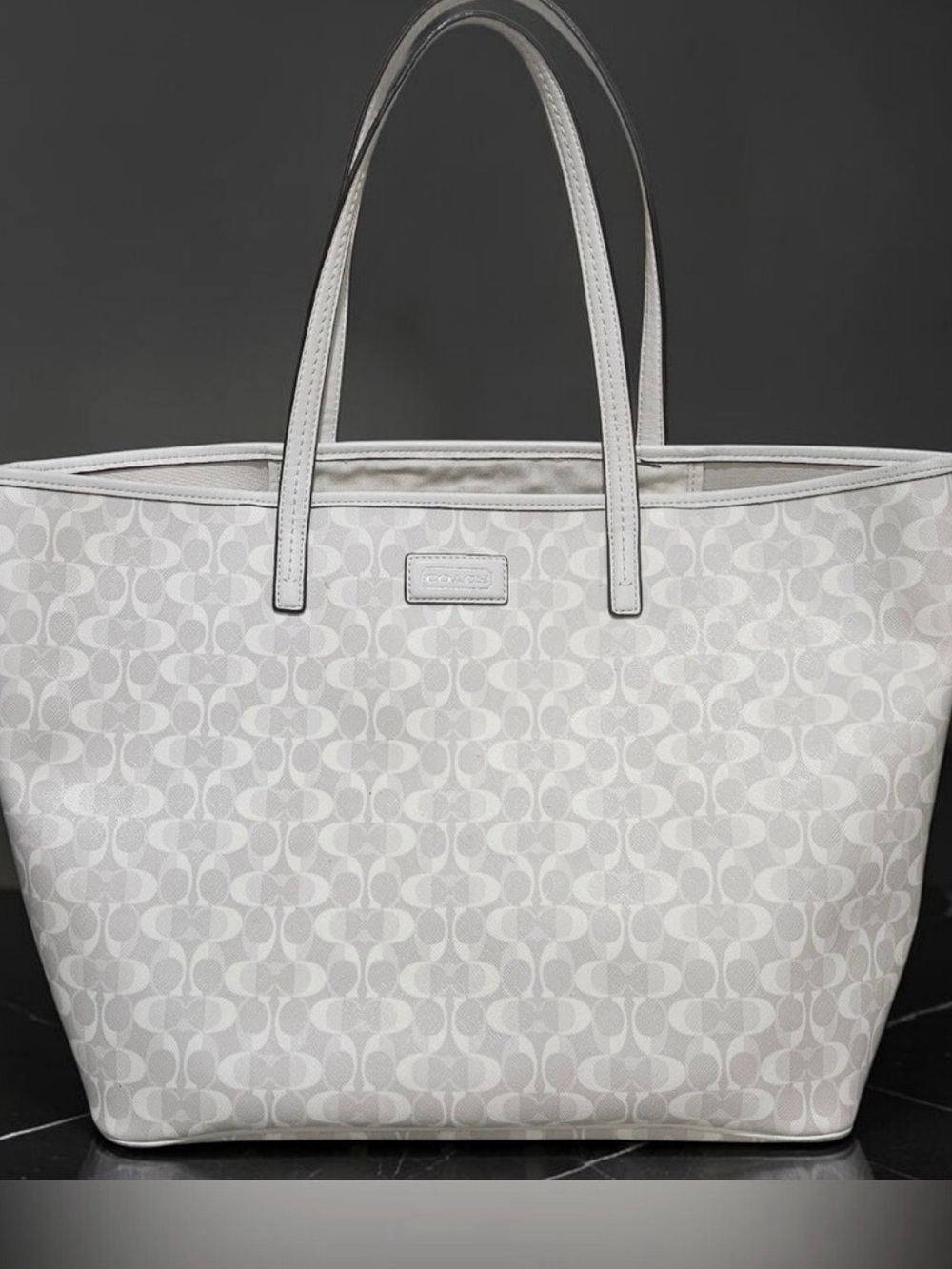 Coach Park Metro Dream Structured White Patterned Tote Bag with Top Handles - Picture 7 of 9